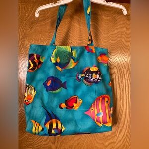 Homemade tote bag with pockets.